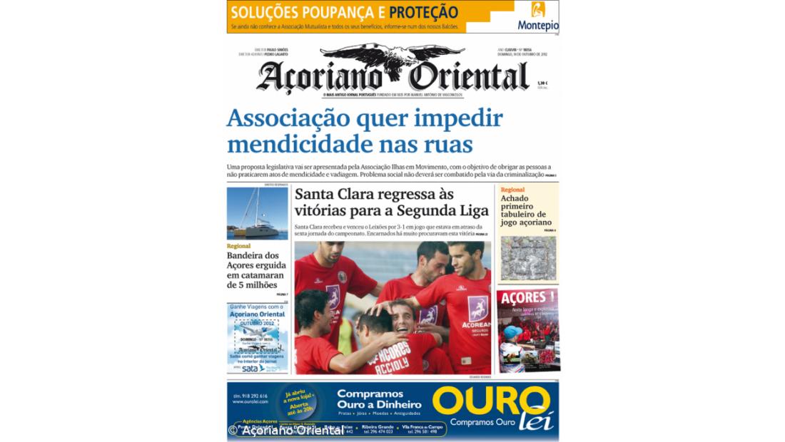 "Associação quer impedir mendicidade nas ruas" é a manchete do Açoriano Oriental