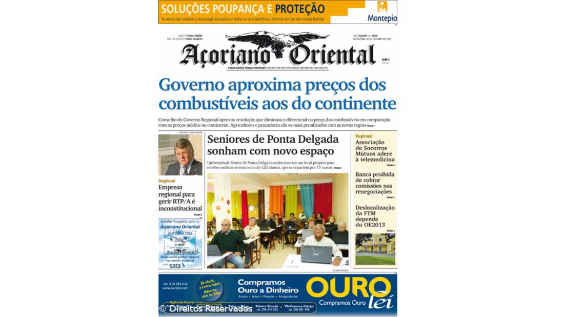 "Governo aproxima preços dos combustíveis ao continente" é a manchete do Açoriano Oriental