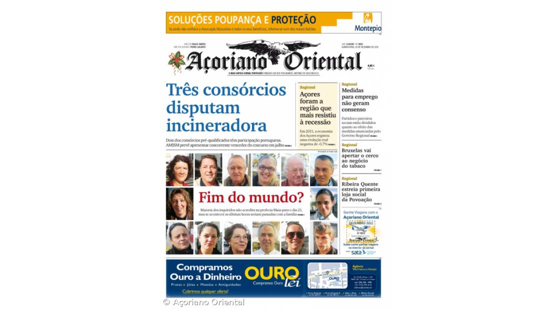 "Três consórcios disputam incineradora" é a manchete do Açoriano Oriental