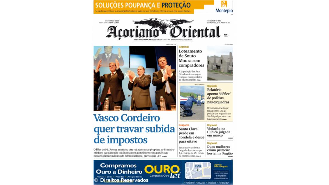 Vasco Cordeiro quer travar subida de impostos