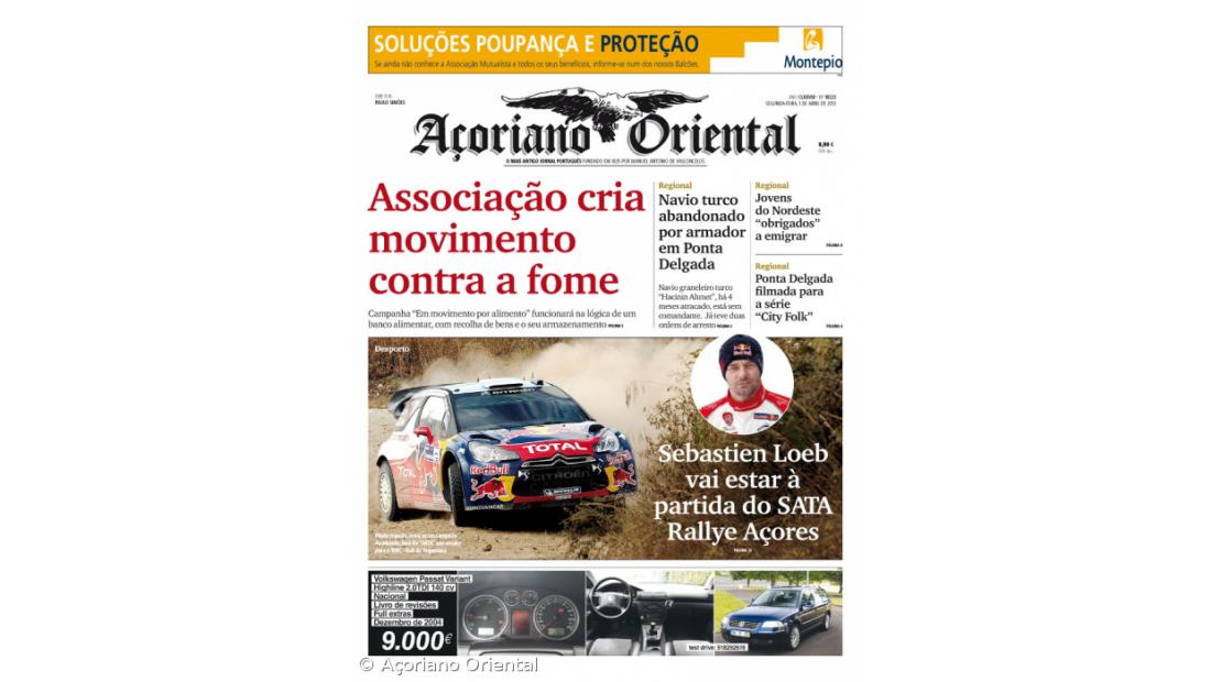 "Associação cria movimento contra a fome" é a manchete do Açoriano Oriental