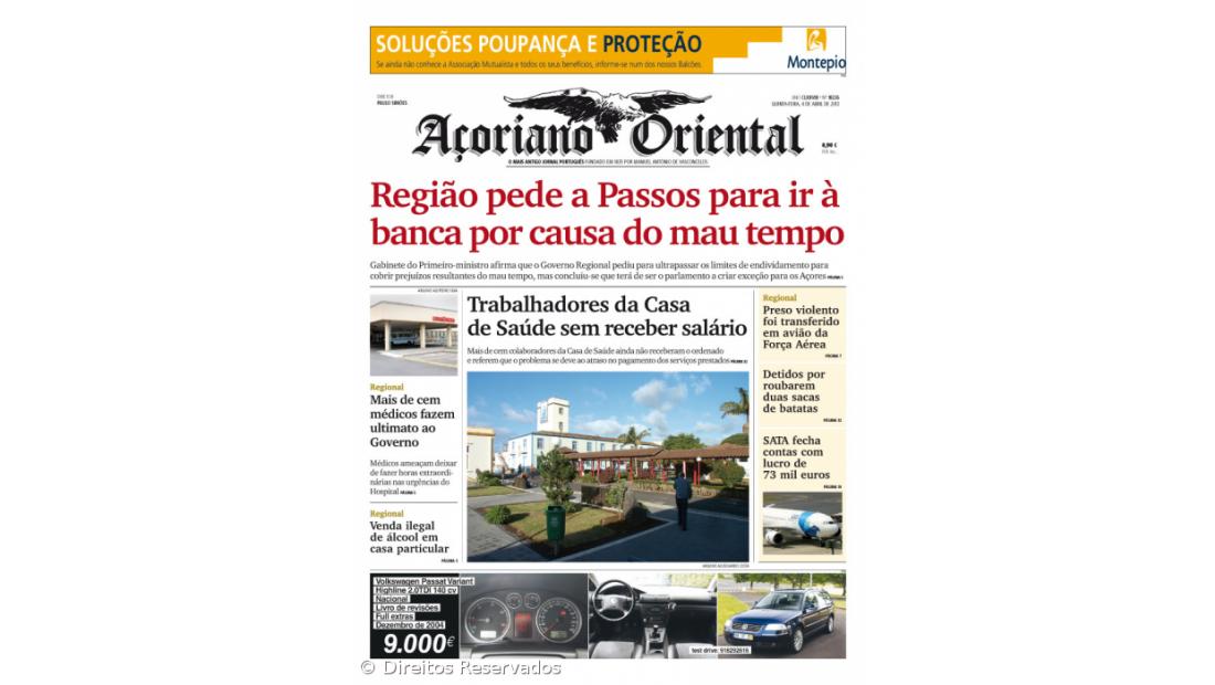 Região pede a Passos para ir à banca por causa do mau tempo