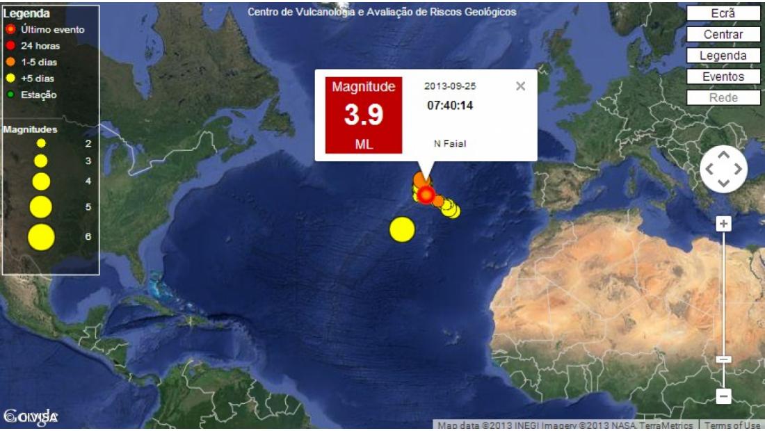 Sismo de 4.0 na escala de Richter registado nos Açores