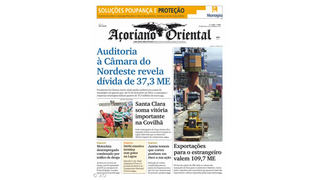 Auditoria à Câmara do Nordeste revela dívida de 37,3 ME