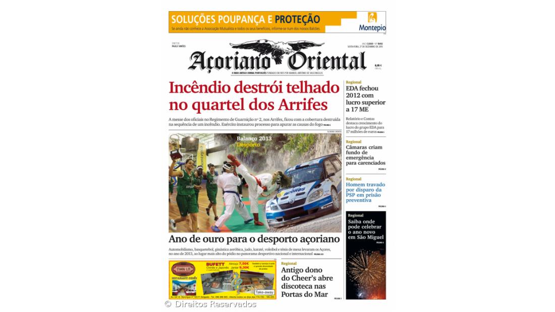 Incêndio destrói telhado no quartel dos Arrifes