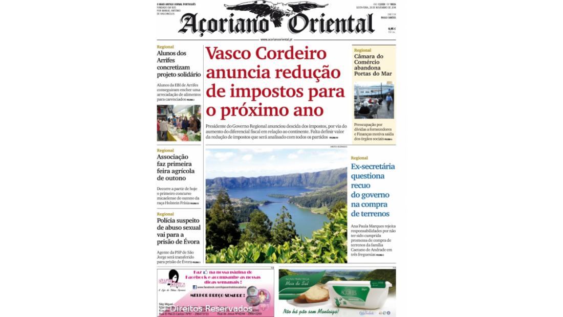 Vasco Cordeiro anuncia redução de impostos para o próximo ano