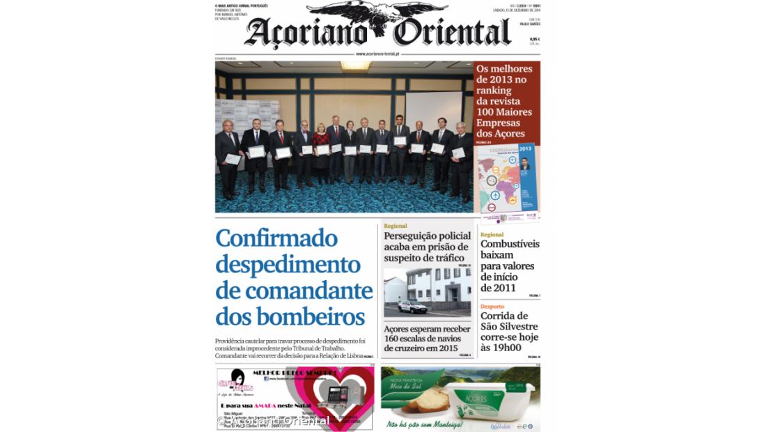 "Confirmado despedimento de comandante dos bombeiros" é a manchete do Açoriano Oriental