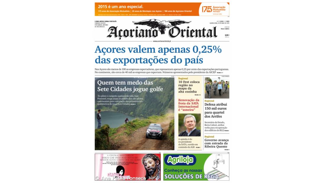 Açores valem apenas 0,25% das exportações do país