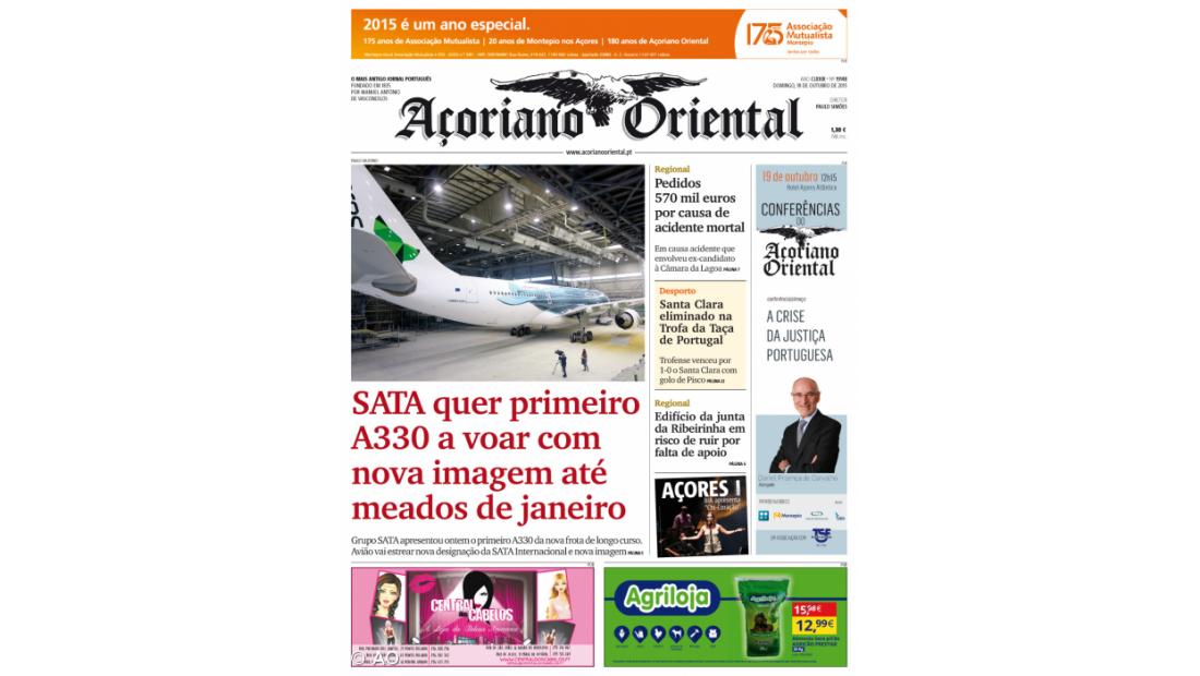 SATA quer primeiro A330 a voar com nova imagem até meados de janeiro