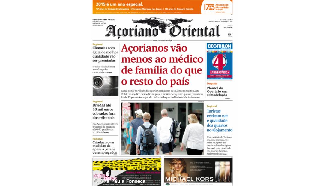 Açorianos vão menos ao médico de família do que o resto do país