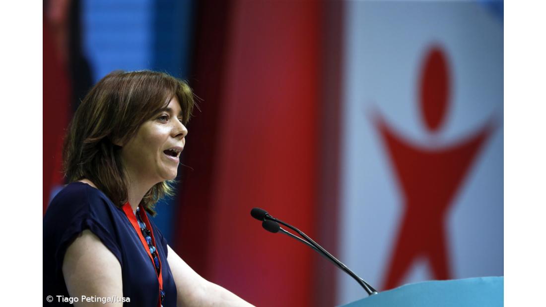 Catarina Martins hoje em Berlim na rentrée do partido alemão de esquerda Die Linke