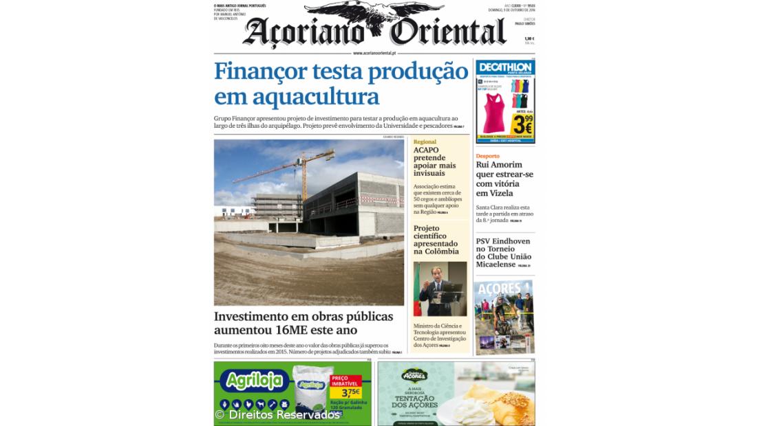 Finançor testa produção em aquacultura