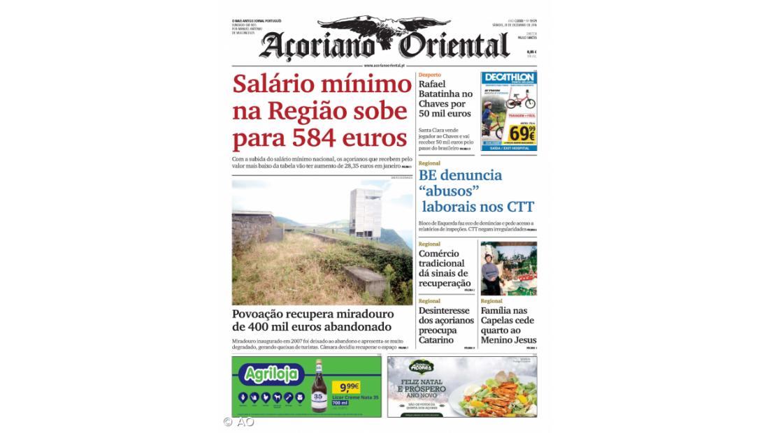 Salário mínimo na Região sobe para 584 euros