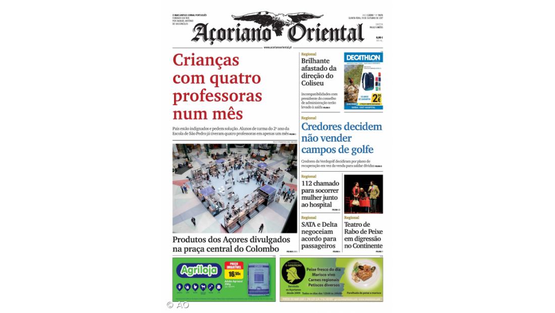 "Crianças com quatro professoras num mês" é a manchete do Açoriano Oriental