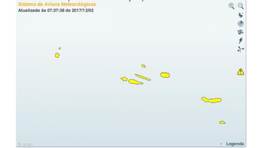 Ilhas dos Açores em alerta amarelo este sábado