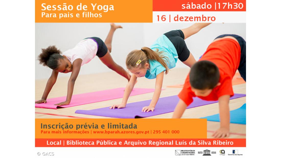 Sessão de ioga familiar na Biblioteca Luís da Silva Ribeiro