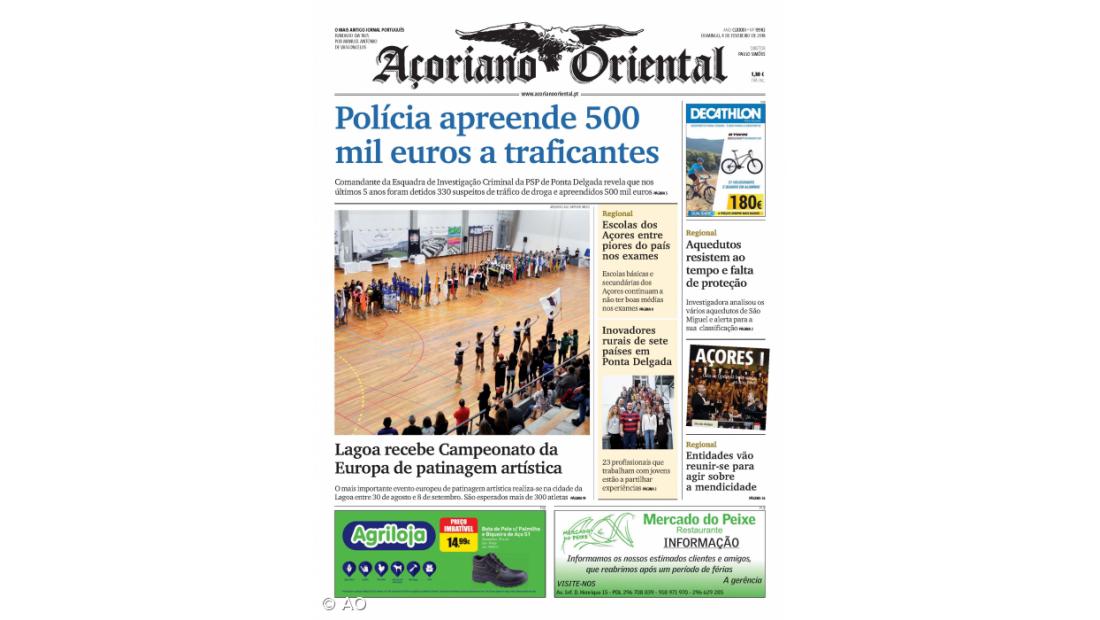 "Polícia apreende 500 mil euros a traficantes" é a manchete do Açoriano Oriental