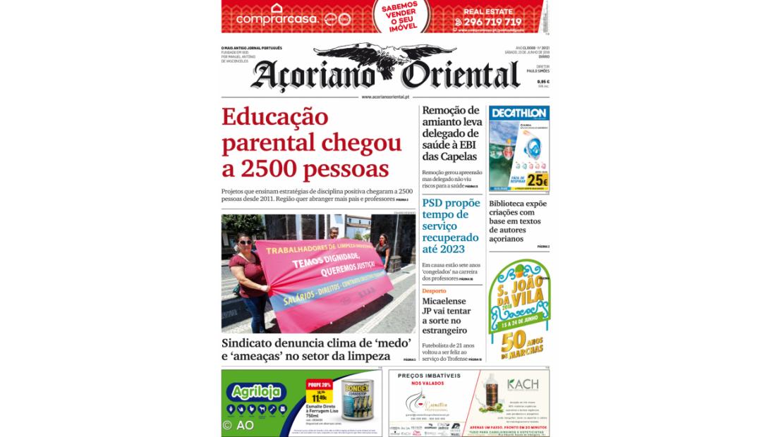 "Educação parental chegou a 2500 pessoas" é a manchete do Açoriano Oriental