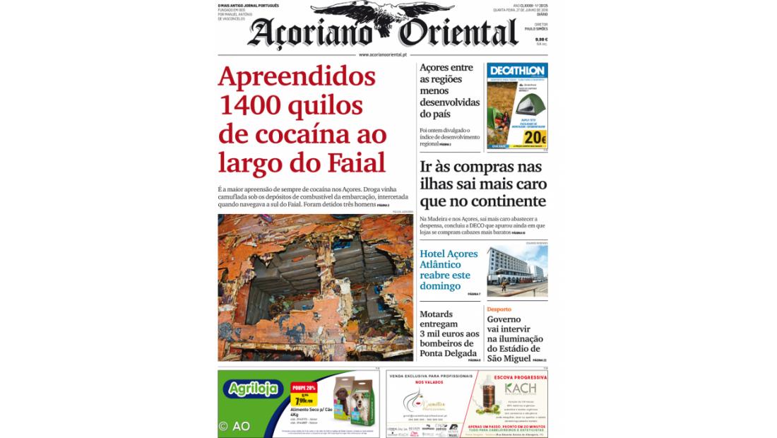 Apreendidos 1400 quilos de cocaína ao largo do Faial