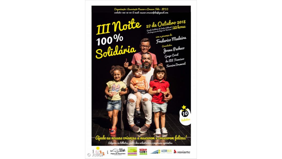 III Noite 100% Solidária acontece a 27 de outubro em Angra do Heroísmo