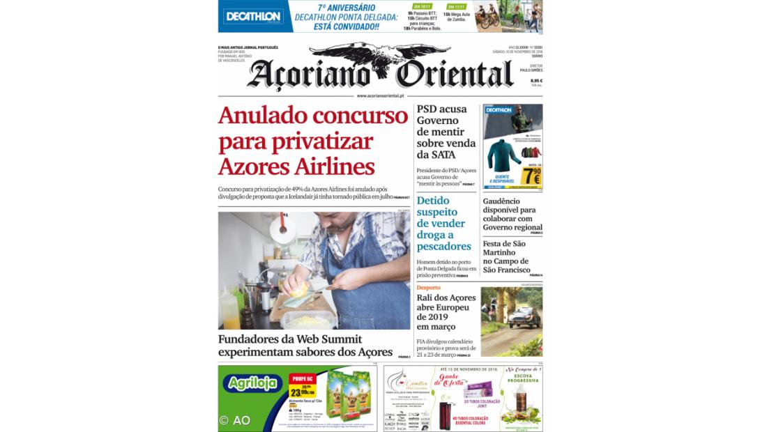 "Anulado concurso para privatizar Azores Airlines"