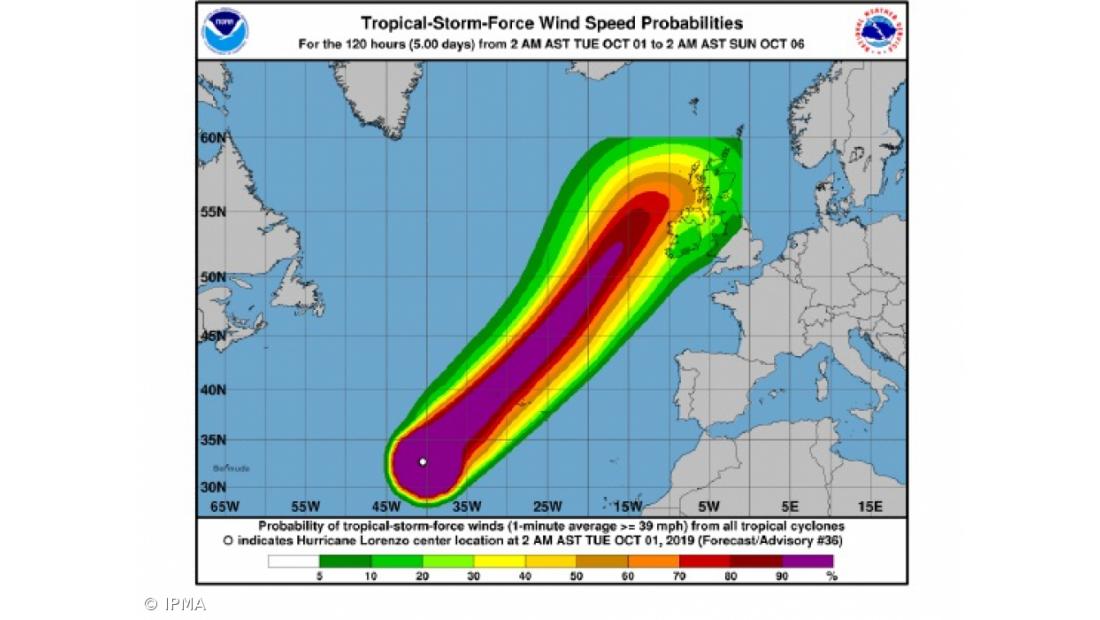 Furacão Lorenzo deverá passar nos Açores com categoria 1