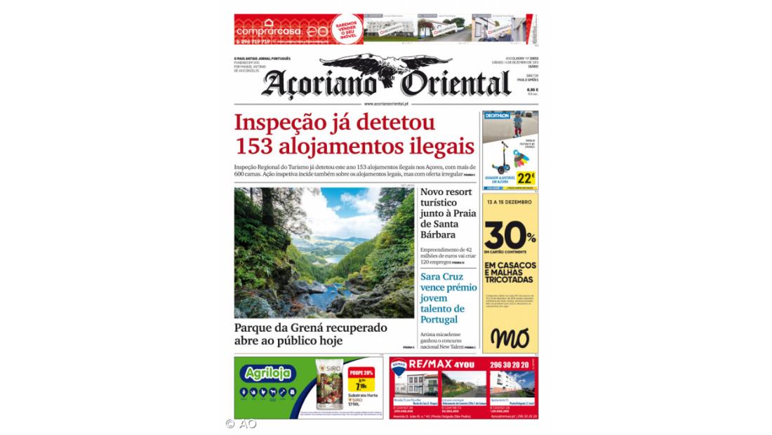 "Inspeção já detetou 153 alojamentos ilegais" é a manchete do Açoriano Oriental – Imagem 2