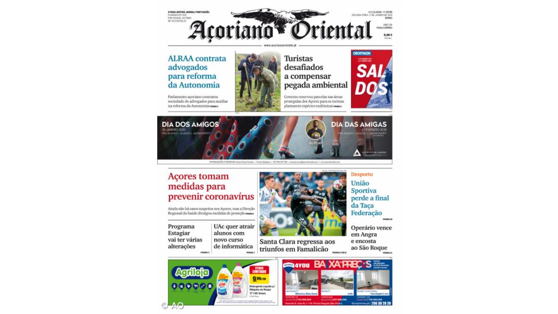 "Assembleia Regional (ALRAA) contrata advogados para reforma da Autonomia" é a manchete do Açoriano Oriental