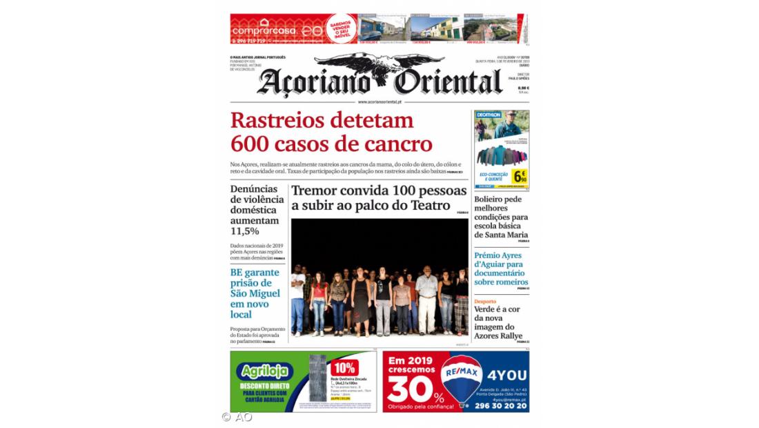 "Rastreios detetam 600 casos de cancro" é a manchete do Açoriano Oriental
