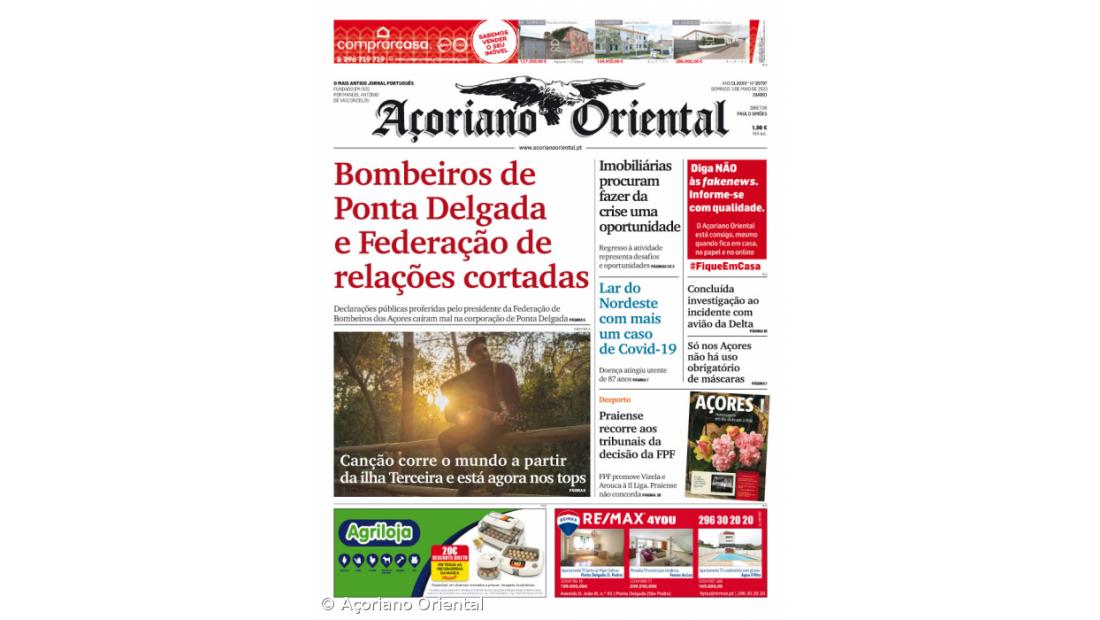 "Bombeiros de Ponta Delgada e Federação de relações cortadas" é a manchete do Açoriano Oriental