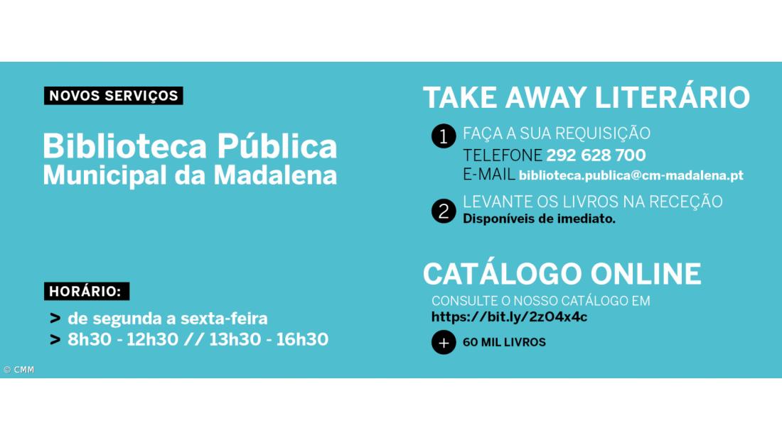Biblioteca Municipal da Madalena reabre com serviço de 'take-away' Literário e catálogo online