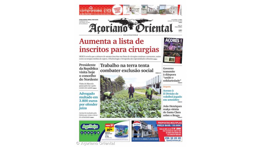 "Aumenta a lista de inscritos para cirurgias" é a manchete do Açoriano Oriental