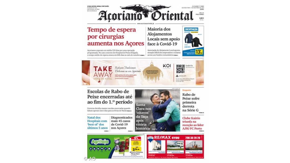 "Tempo de espera por cirurgias aumenta nos Açores" é a manchete do Açoriano Oriental