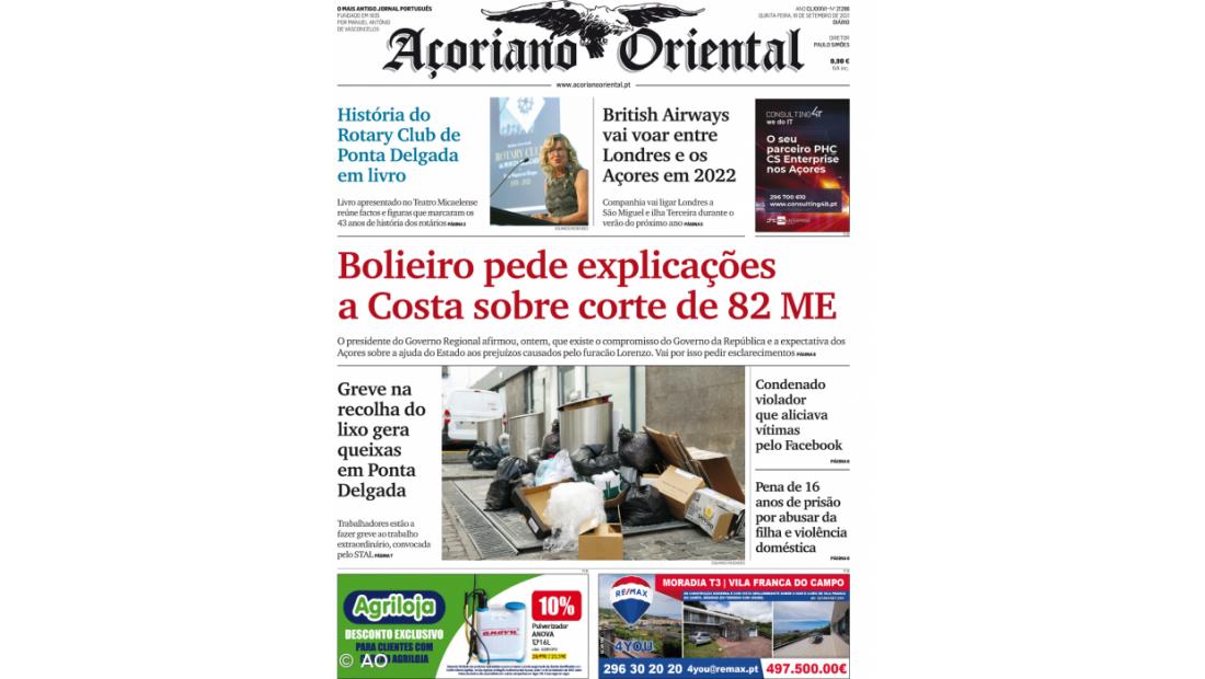 Bolieiro pede explicações a Costa sobre corte de 82 ME