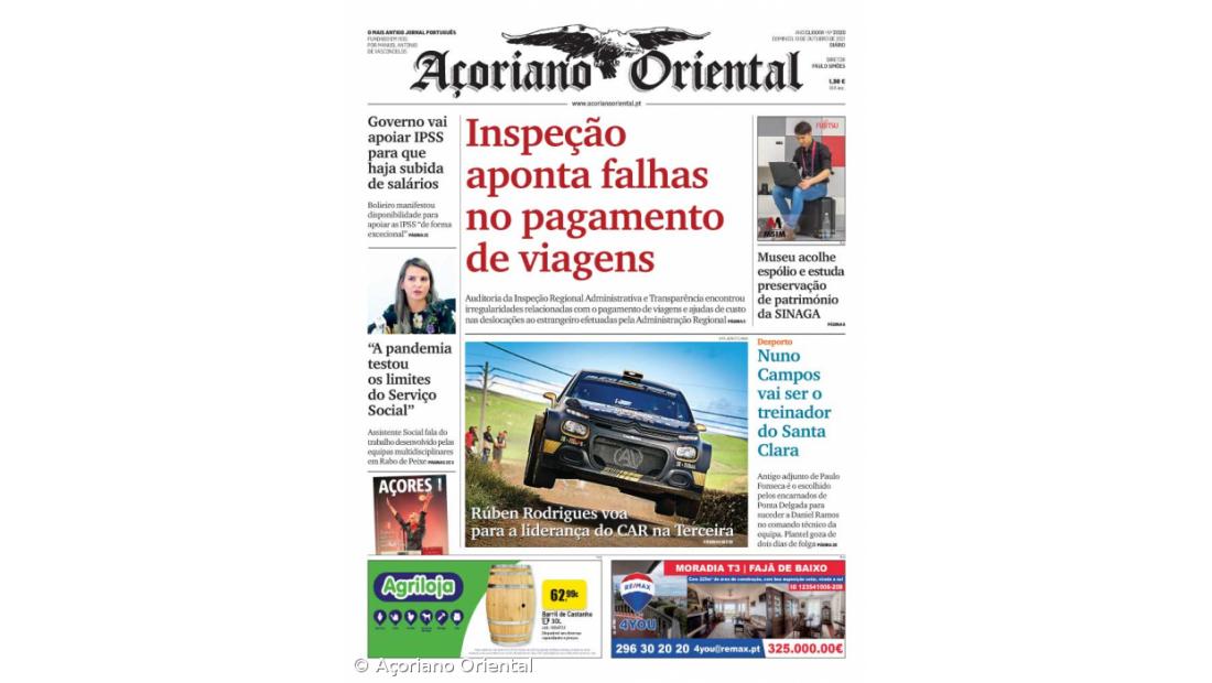 "Inspeção aponta falhas no pagamento de viagens" é a manchete do Açoriano Oriental