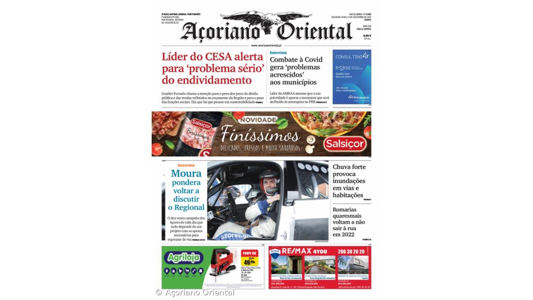 "Líder do CESA alerta para 'problema sério' do endividamento" é a manchete do Açoriano Oriental