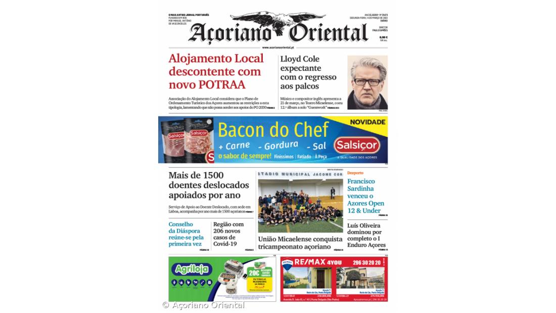 "Alojamento Local descontente com novo POTRAA" é a manchete do Açoriano Oriental