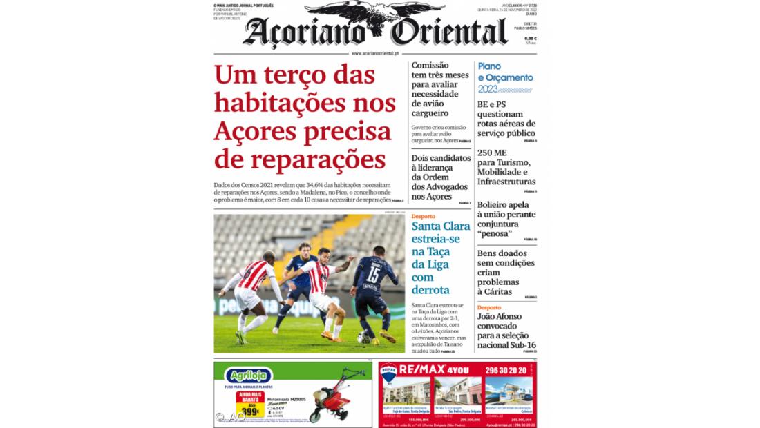 "Um terço das habitações nos Açores precisa de reparações" é a manchete do Açoriano Oriental