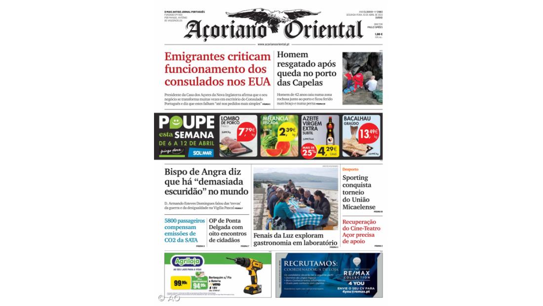 "Emigrantes criticam funcionamento dos consulados nos EUA" é a manchete do Açoriano Oriental