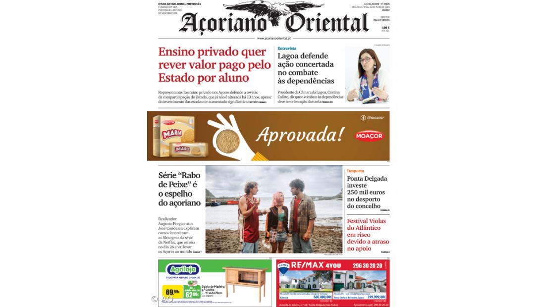 "Ensino privado quer rever valor pago pelo Estado por aluno" é a manchete do Açoriano Oriental