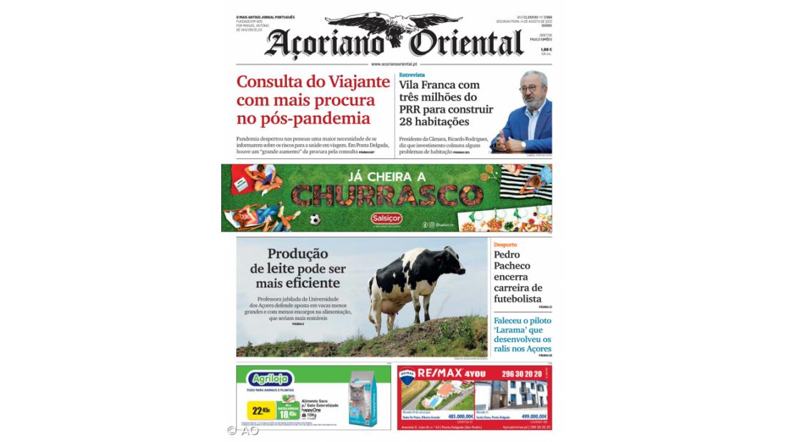 "Consulta do Viajante com mais procura no pós-pandemia" é a manchete do Açoriano Oriental