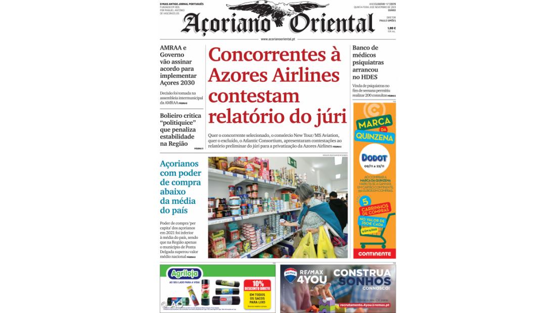 Concorrentes à Azores Airlines contestam relatório do júri