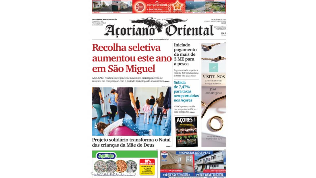 "Recolha seletiva aumentou este ano em São Miguel" é a manchete do Açoriano Oriental