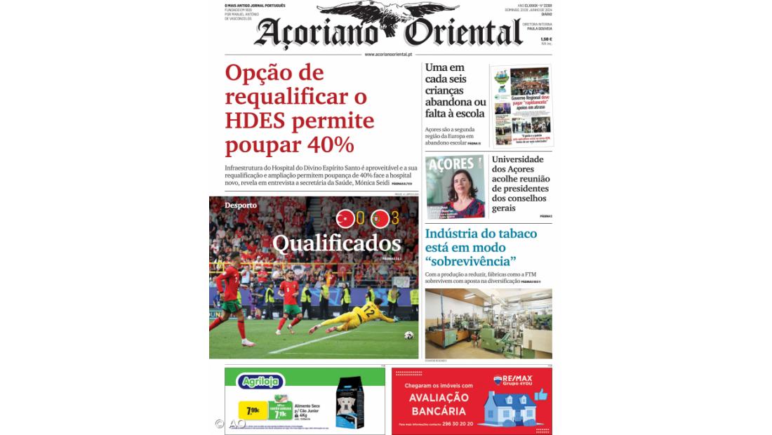 "Opção de requalificar o HDES permite poupar 40%" é a manchete do Açoriano Oriental