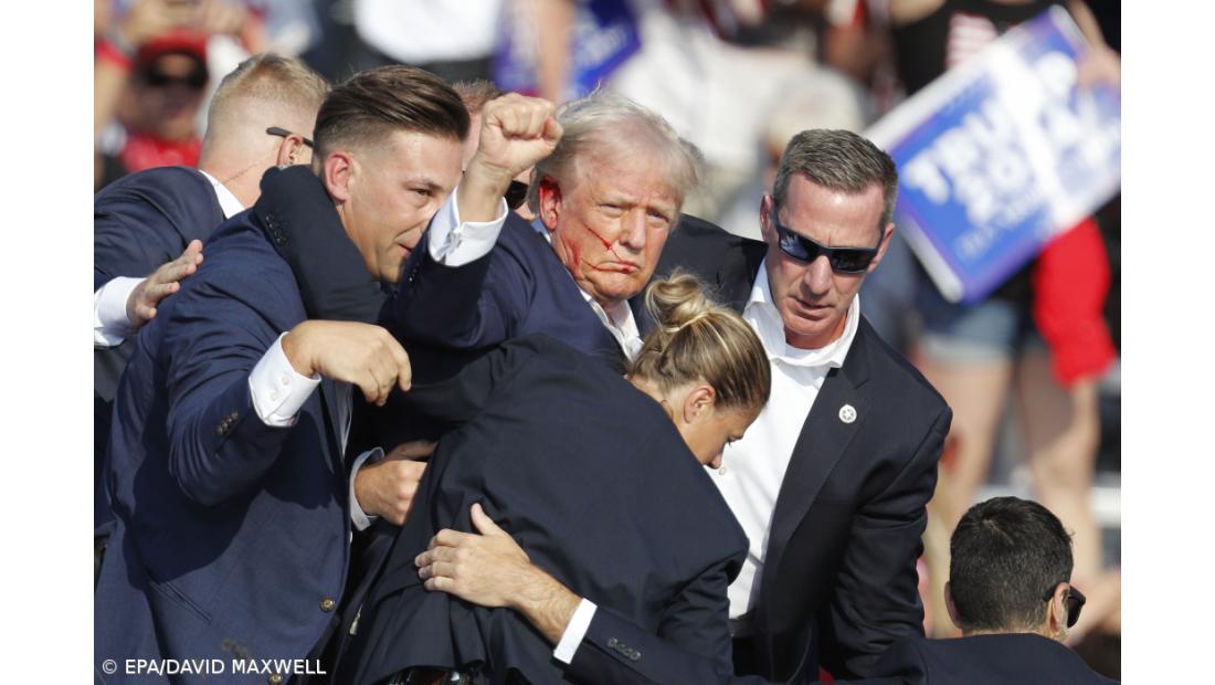 Trump ferido em comício interrompido por tiros