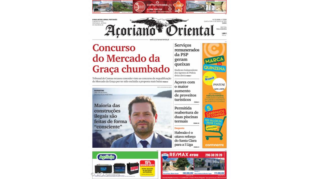 "Concurso do Mercado da Graça chumbado" é a manchete do Açoriano Oriental