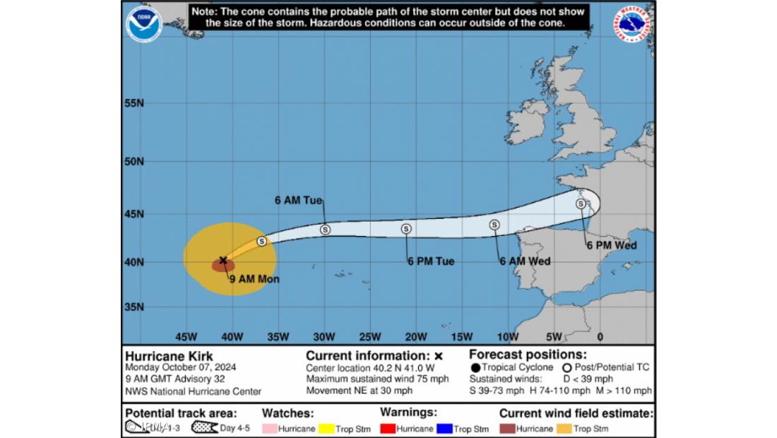 Ciclone tropical Kirk provoca agravamento do estado do tempo em todas as ilhas 
