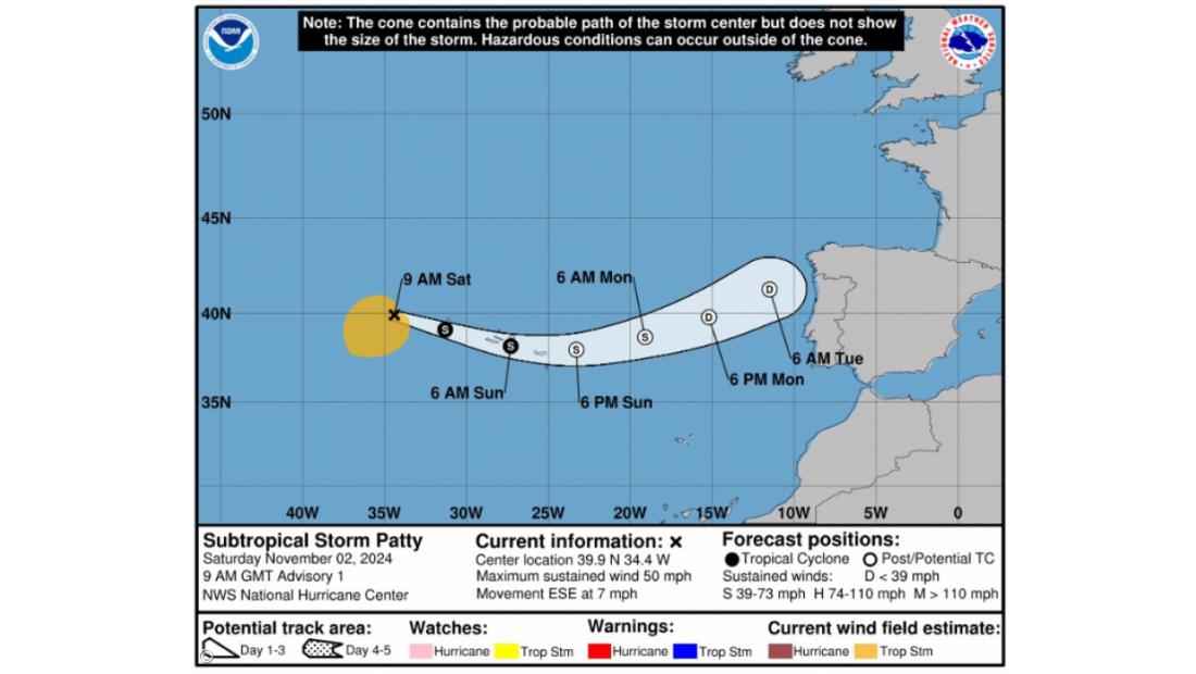 Açores sob aviso amarelo devido à passagem da tempestade Patty