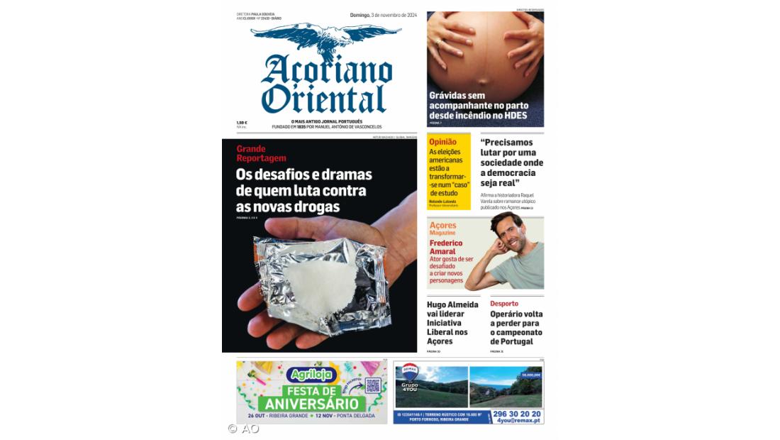 "Os desafios e dramas de quem luta contra as novas drogas" é a manchete do Açoriano Oriental