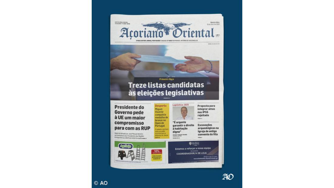 "Treze listas candidatas às eleições legislativas" é a manchete do Açoriano Oriental